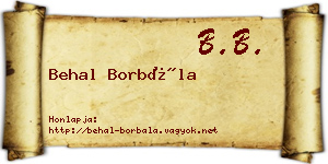 Behal Borbála névjegykártya